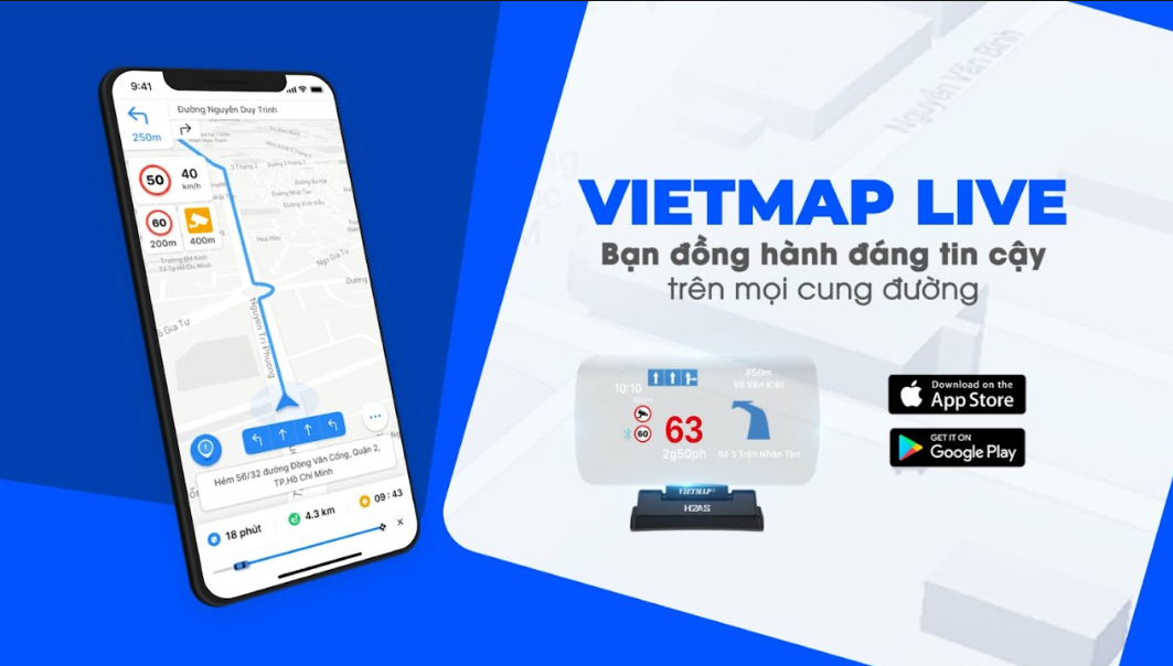 Giao diện ứng dụng Vietmap Live trên điện thoại