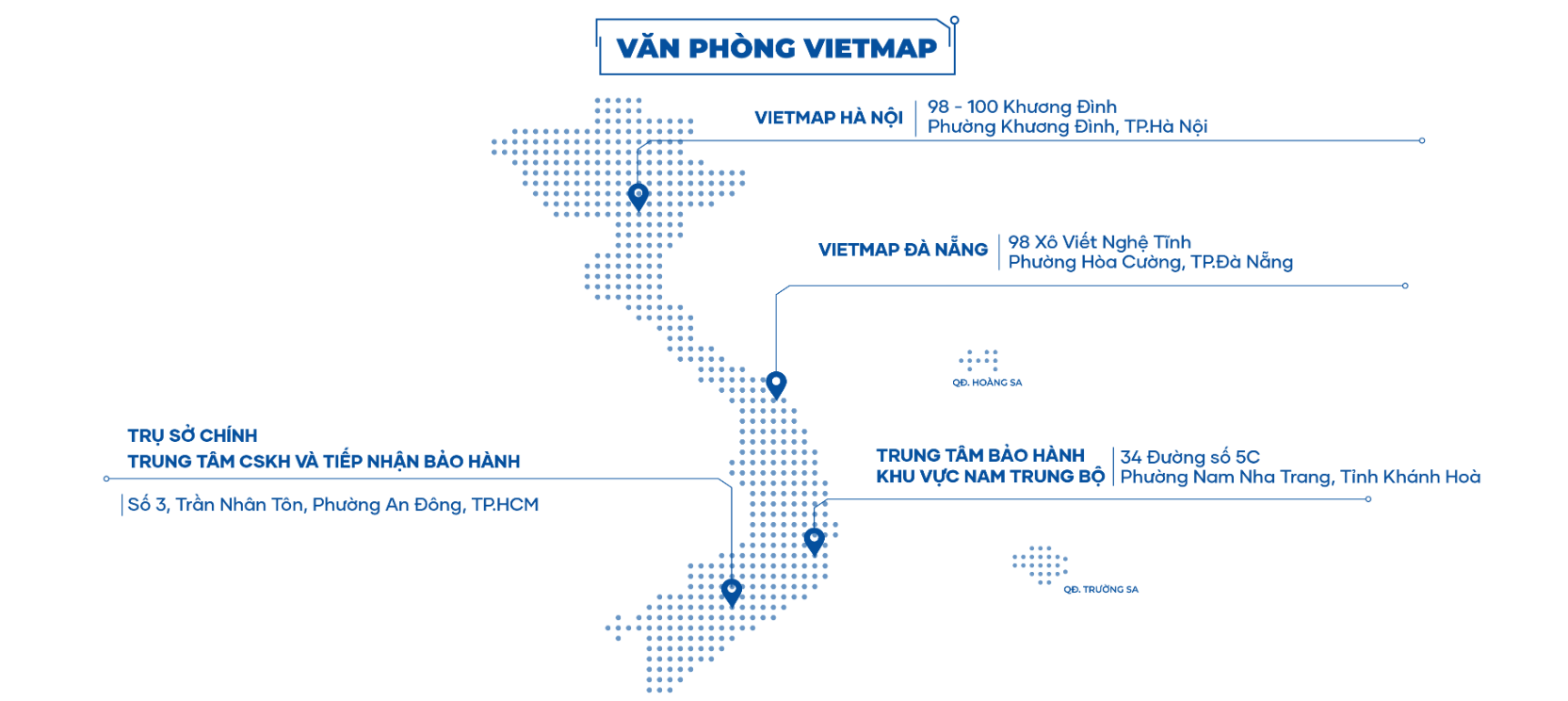 Bản đồ văn phòng Vietmap tại Việt Nam - Hà Nội, Đà Nẵng, Nha Trang, TP.HCM